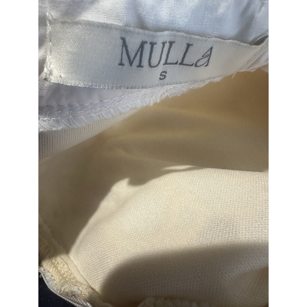 Mulla Embroidery Floral Lace Mock Neck Long Sleeve Mini Dress Ivory Belted Small - Picture 7 of 14